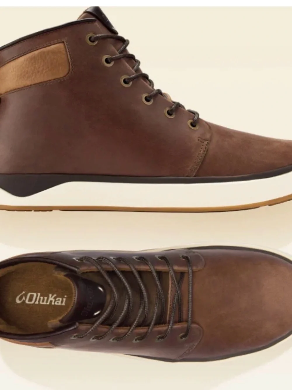 OluKai Kekaha Men's Waterproof Brown Leather Chukka Boots